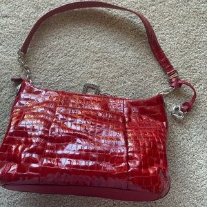BRIGHTON SHINY RED CROC EMBOSSED BAG